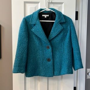 CAbi, charming blazer Bourke blue lined wool blend